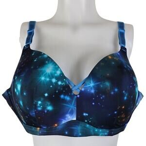 Torrid Blue Novelty Space No Wire Lightly Padded Women's Bra 42D